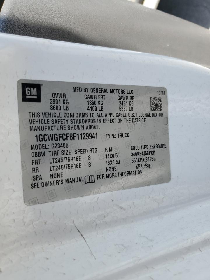 2015 Chevrolet Express G2500 VIN: 1GCWGFCF8F1129941 Lot: 57444745
