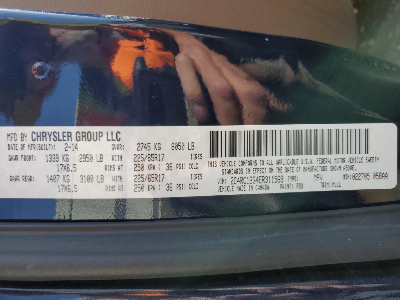 2014 Chrysler Town & Country Touring VIN: 2C4RC1BG4ER311569 Lot: 56431145