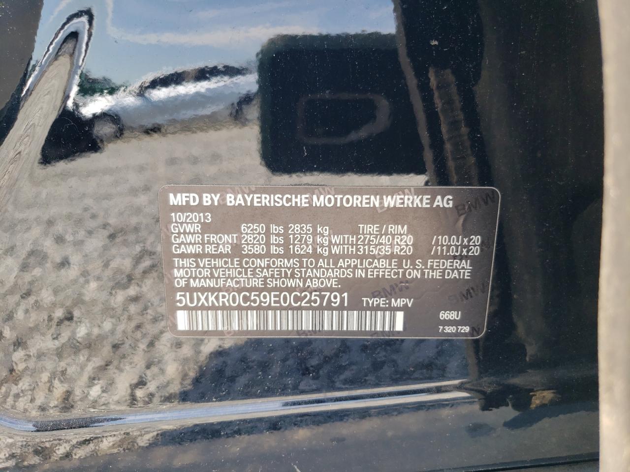 2014 BMW X5 xDrive35I VIN: 5UXKR0C59E0C25791 Lot: 56406015