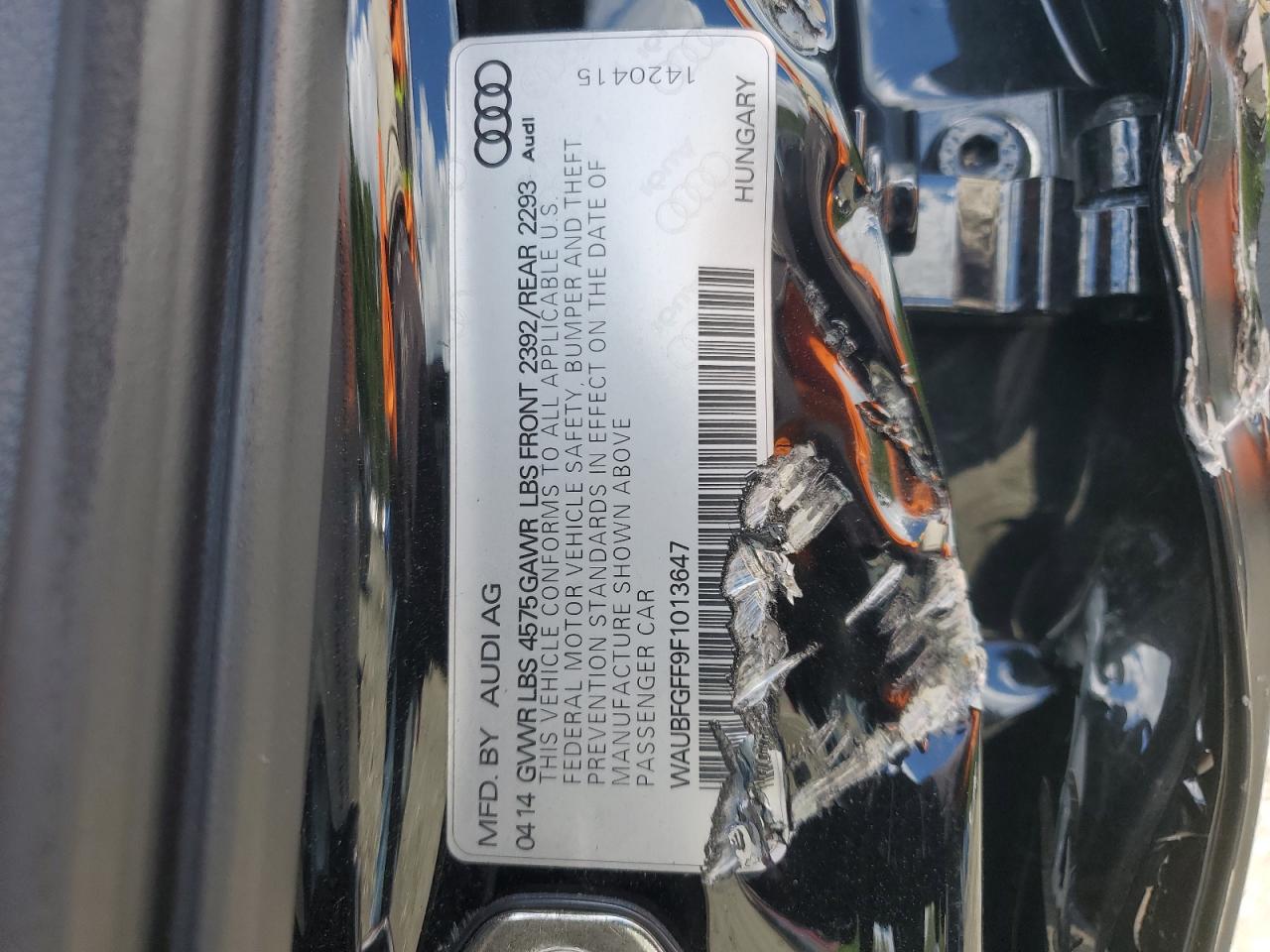 2015 Audi A3 Premium VIN: WAUBFGFF9F1013647 Lot: 56869275