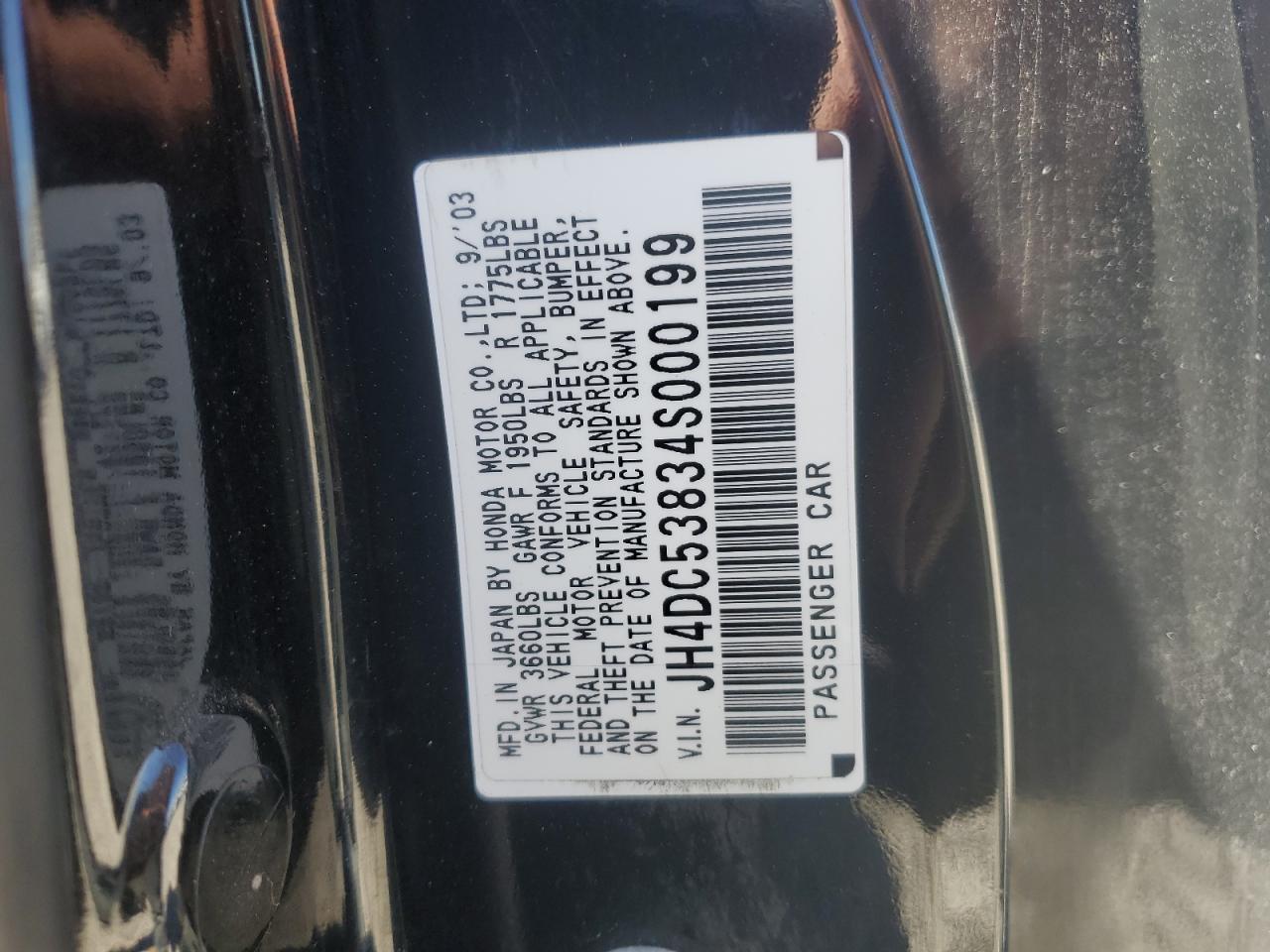 2004 Acura Rsx VIN: JH4DC53834S000199 Lot: 55581625