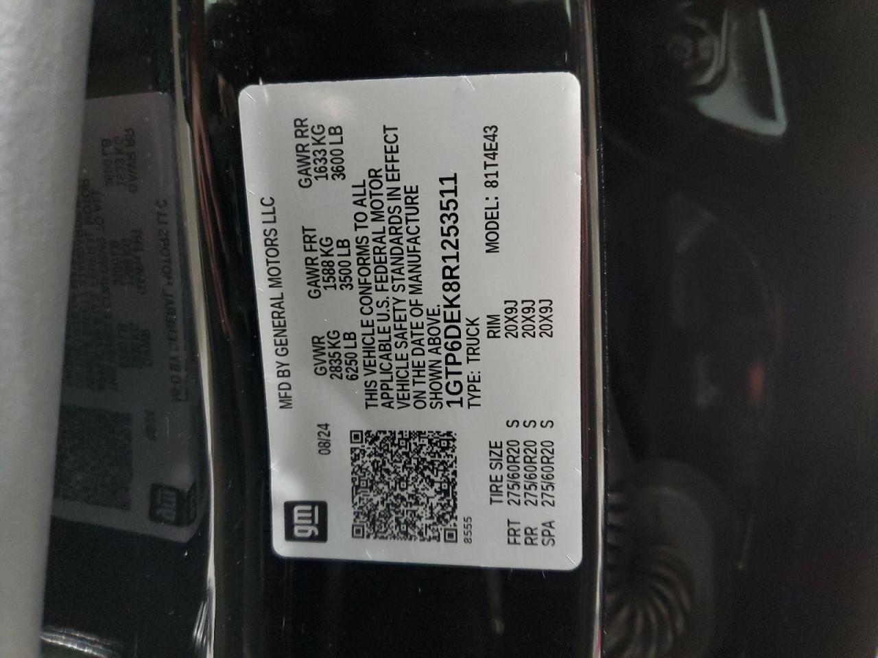 2024 GMC Canyon At4 VIN: 1GTP6DEK8R1253511 Lot: 56475835