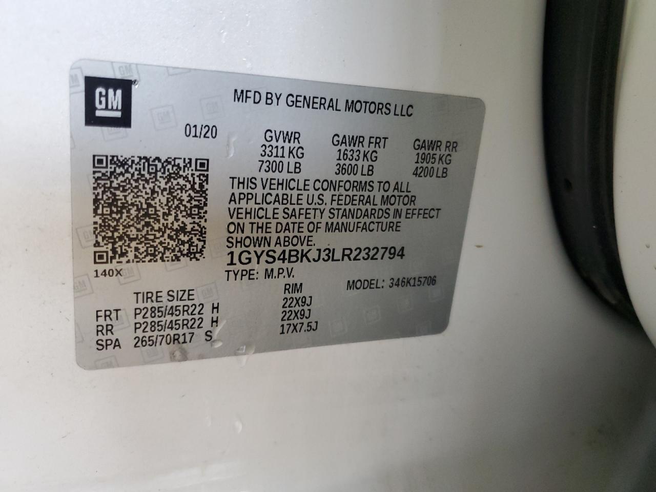 2020 Cadillac Escalade Luxury VIN: 1GYS4BKJ3LR232794 Lot: 56932985