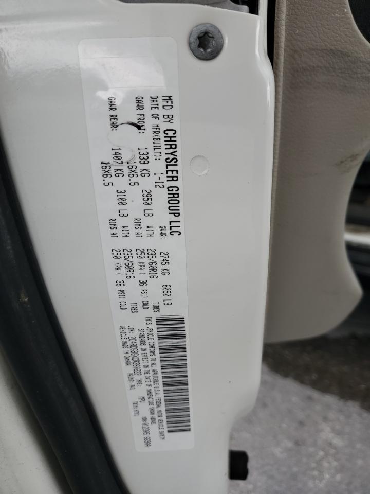 2012 Dodge Grand Caravan Se VIN: 2C4RDGBGXCR260222 Lot: 58524145