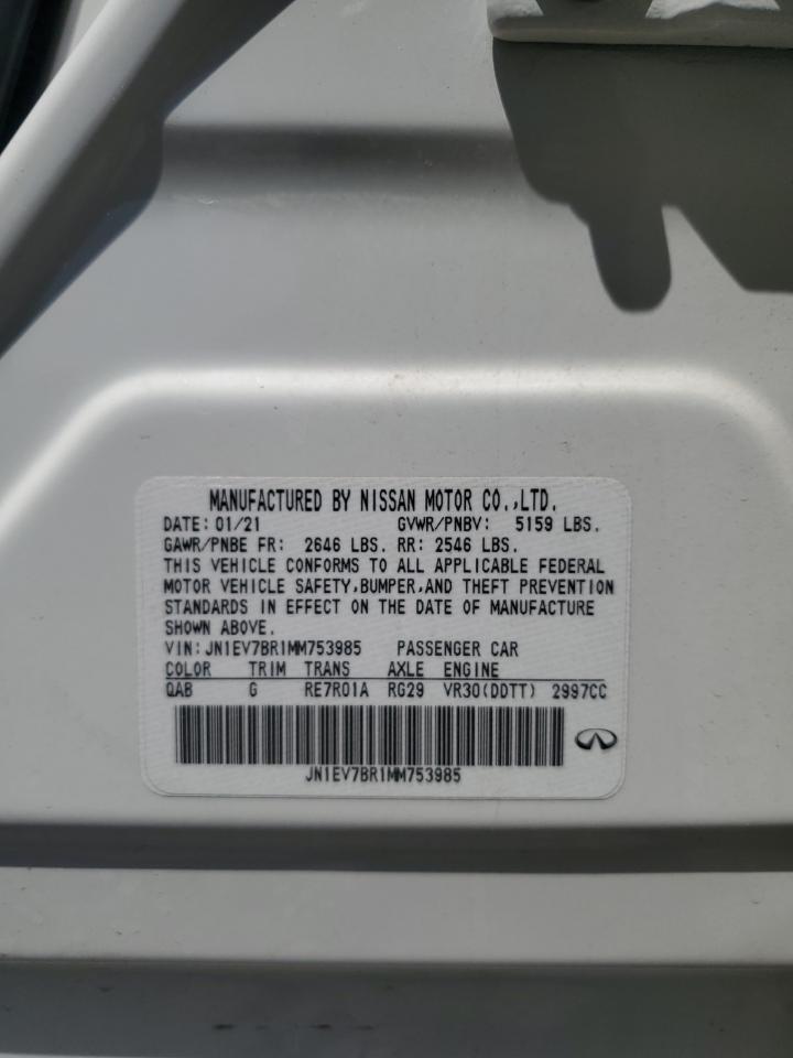 2021 Infiniti Q50 Luxe VIN: JN1EV7BR1MM753985 Lot: 58082515