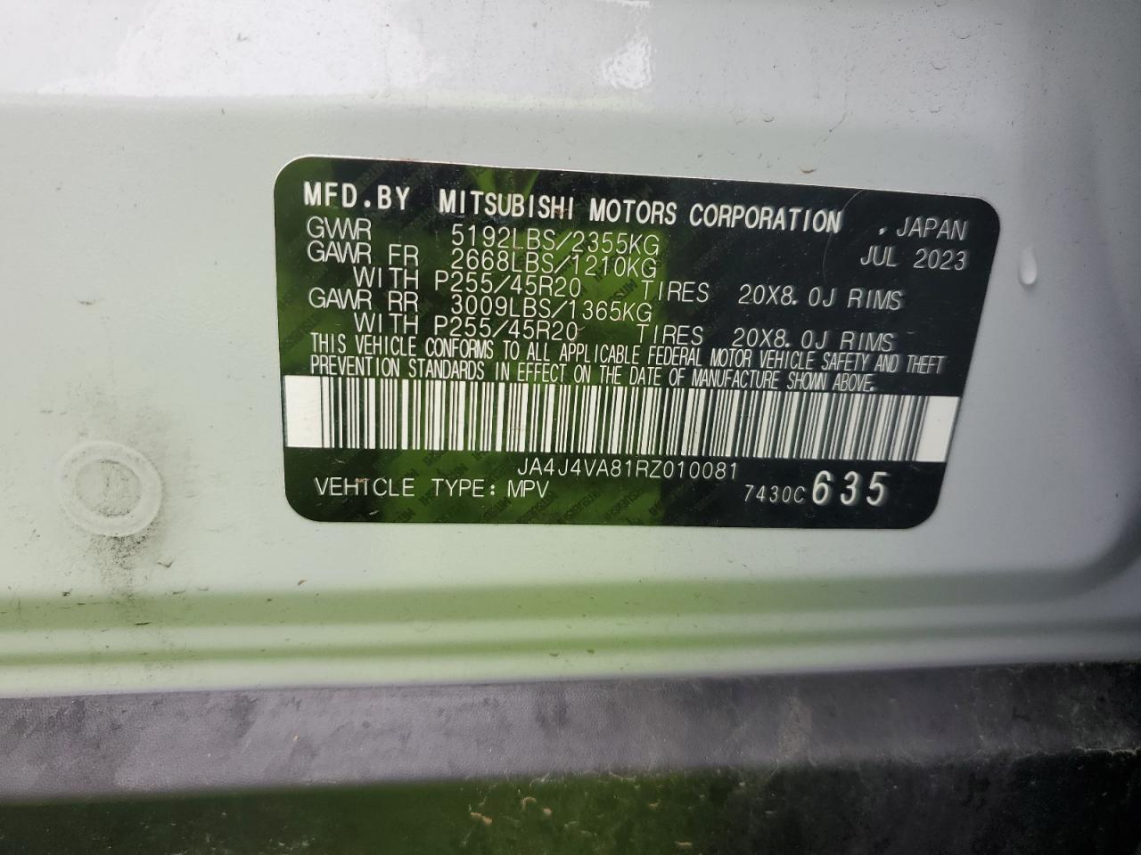 2024 Mitsubishi Outlander Se VIN: JA4J4VA81RZ010081 Lot: 57220565