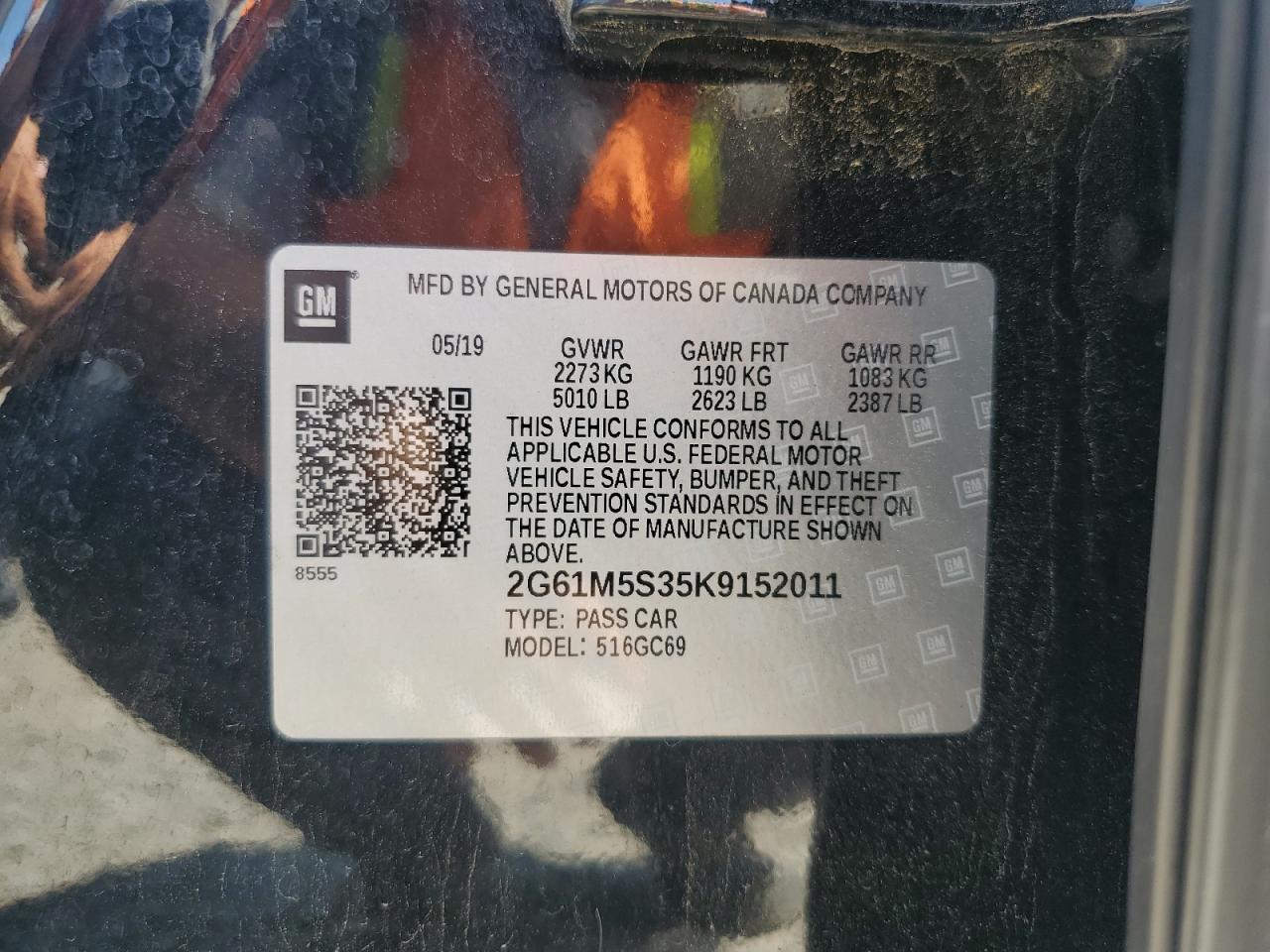 2019 Cadillac Xts Luxury VIN: 2G61M5S35K9152011 Lot: 56796185