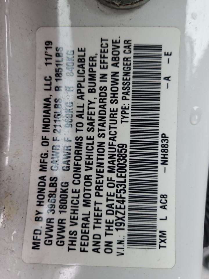 2020 Honda Insight Ex VIN: 19XZE4F53LE003859 Lot: 56552565