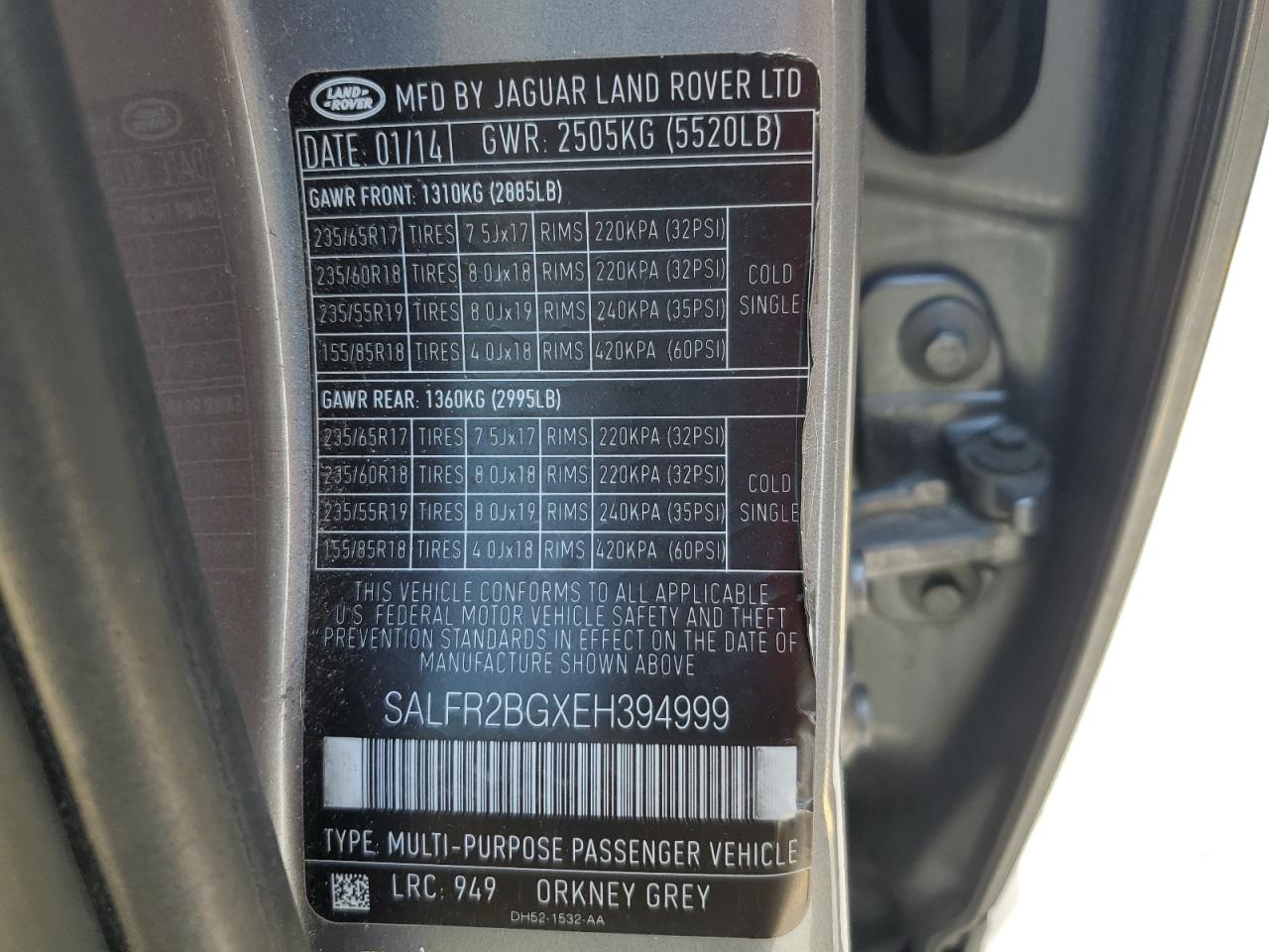 2014 Land Rover Lr2 Hse VIN: SALFR2BGXEH394999 Lot: 57244515