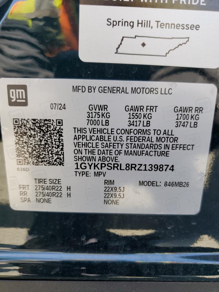 2024 Cadillac Lyriq Luxury VIN: 1GYKPSRL8RZ139874 Lot: 61499165