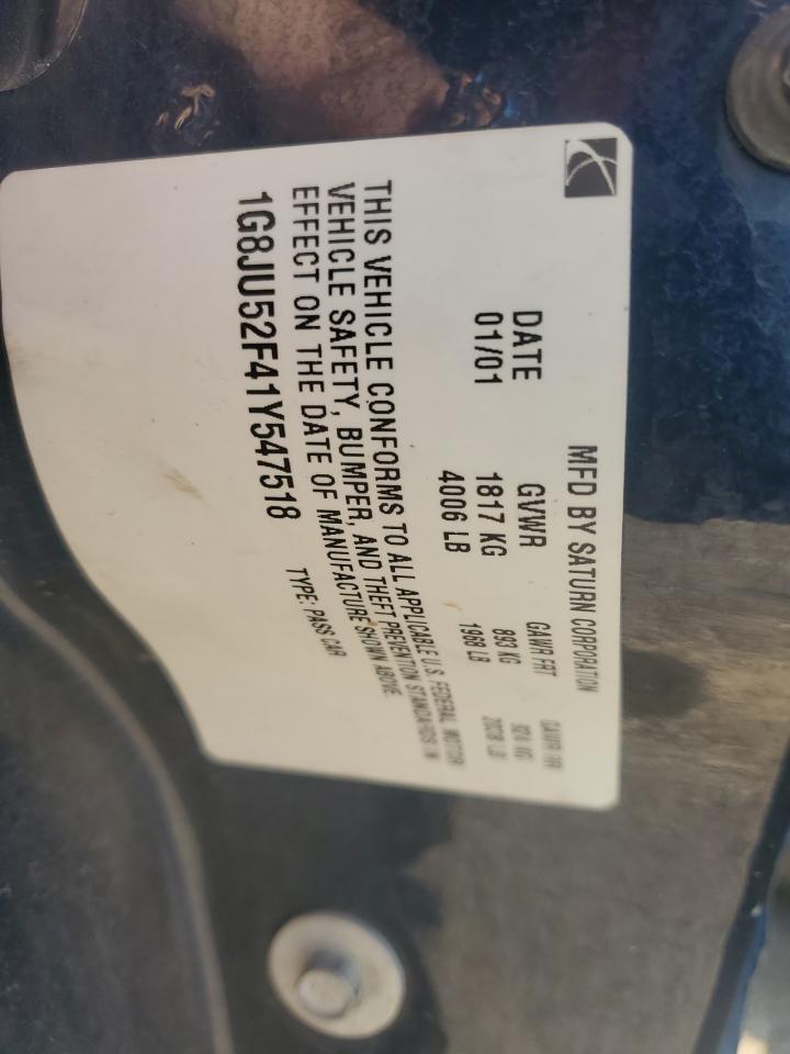 2001 Saturn L200 VIN: 1G8JU52F41Y547518 Lot: 57530175