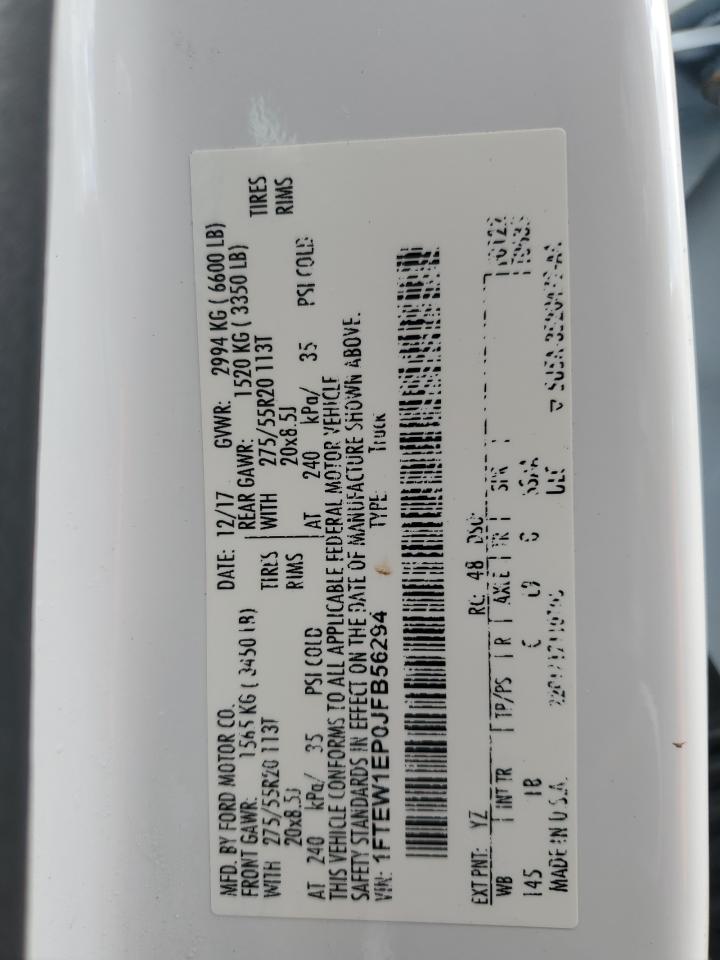 2018 Ford F150 Supercrew VIN: 1FTEW1EP0JFB56294 Lot: 55745775