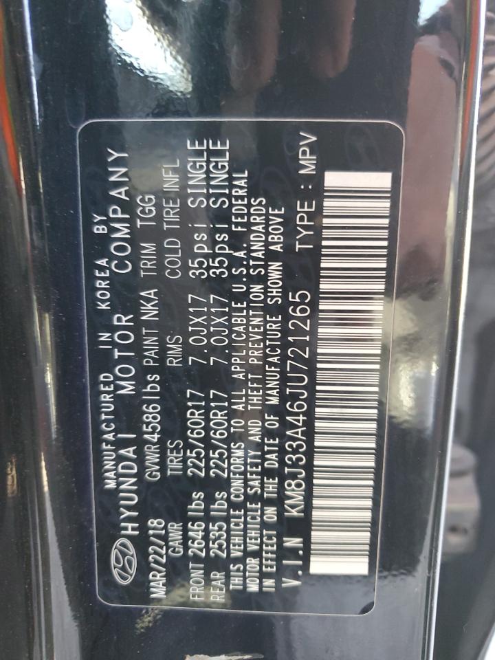 2018 Hyundai Tucson Sel VIN: KM8J33A46JU721265 Lot: 56767845