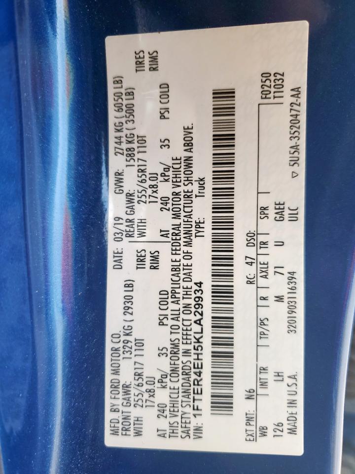 2019 Ford Ranger Xl VIN: 1FTER4EH5KLA29934 Lot: 57045615