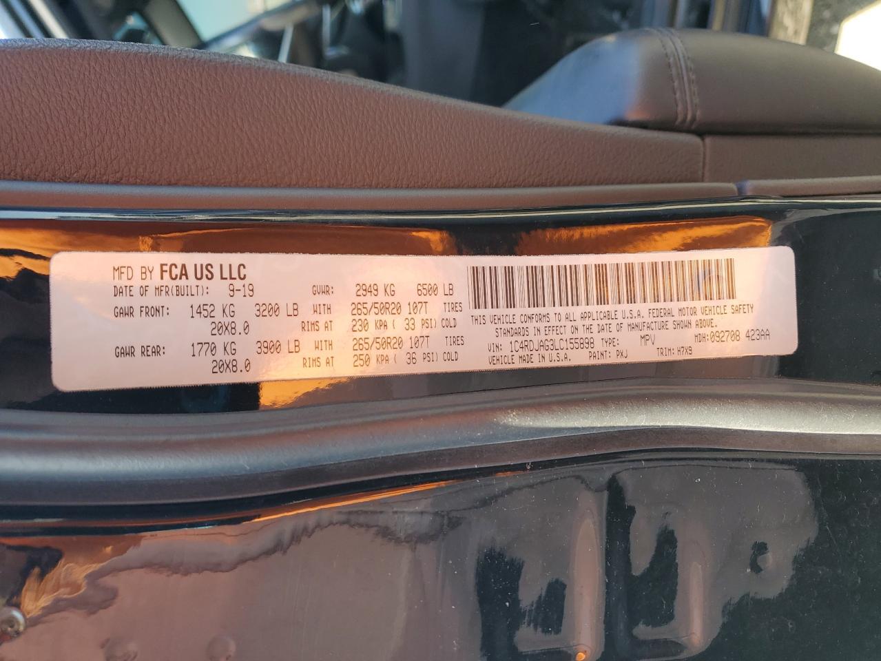 2020 Dodge Durango Sxt VIN: 1C4RDJAG3LC155898 Lot: 56058155