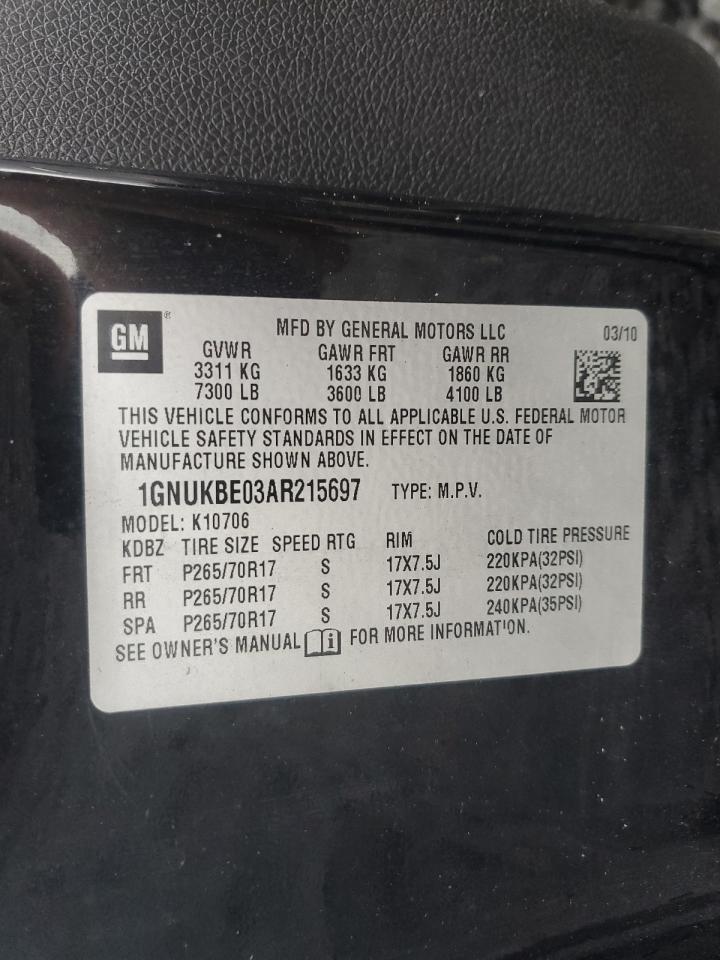 2010 Chevrolet Tahoe K1500 Lt VIN: 1GNUKBE03AR215697 Lot: 53883935