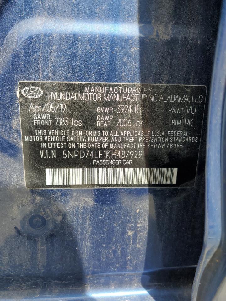 2019 Hyundai Elantra Se VIN: 5NPD74LF1KH487929 Lot: 57558985