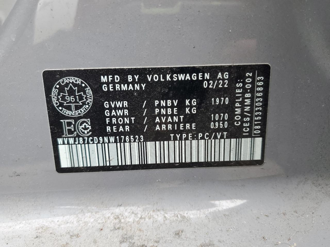 2022 Volkswagen Gti VIN: WVWJ87CD9NW176523 Lot: 54085575