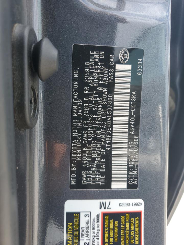 2010 Toyota Camry Base VIN: 4T1BF3EK0AU507800 Lot: 56920185