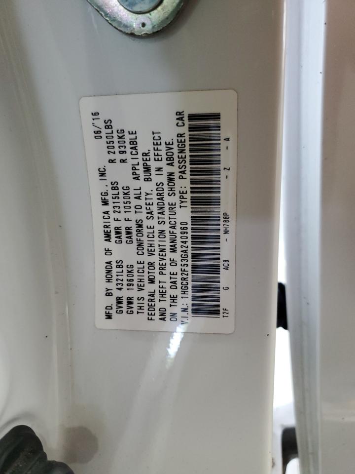 2016 Honda Accord Sport VIN: 1HGCR2F53GA240960 Lot: 56938895