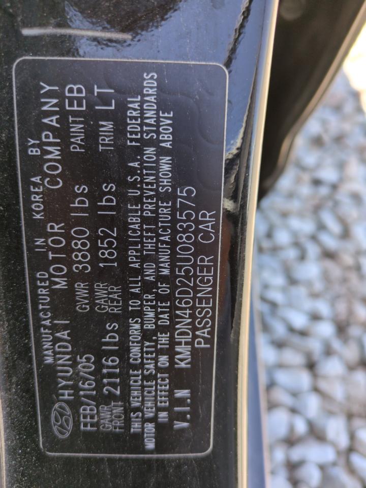 2005 Hyundai Elantra Gls VIN: KMHDN46D25U083575 Lot: 58107475