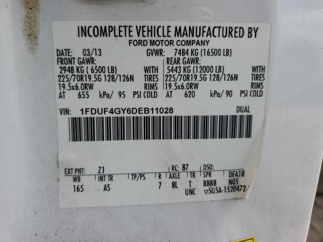 2013 Ford F450 Super Duty Bucket Truck VIN: 1FDUF4GY6DEB11028 Lot: 58790465