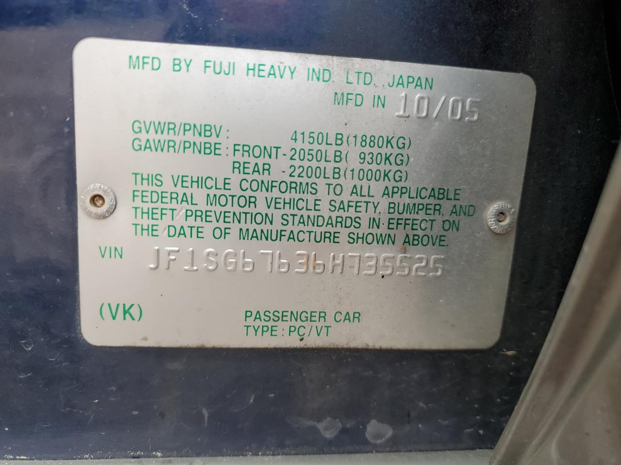 2006 Subaru Forester 2.5X Ll Bean VIN: JF1SG67636H735525 Lot: 55572785