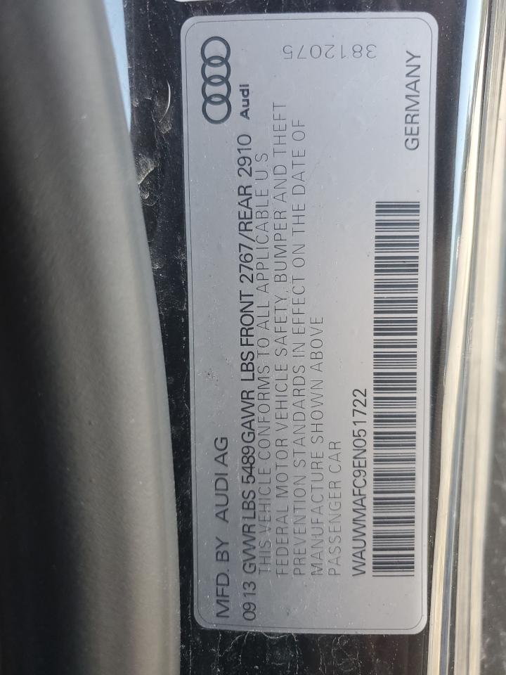 2014 Audi A7 Premium Plus VIN: WAUWMAFC9EN051722 Lot: 55775795
