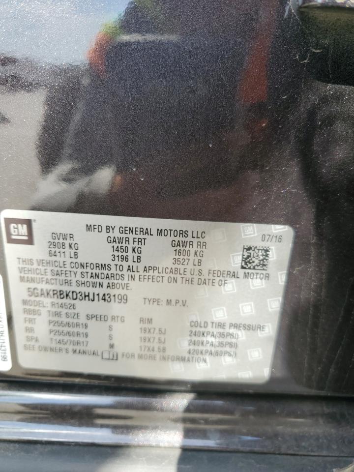 2017 Buick Enclave VIN: 5GAKRBKD3HJ143199 Lot: 56725875