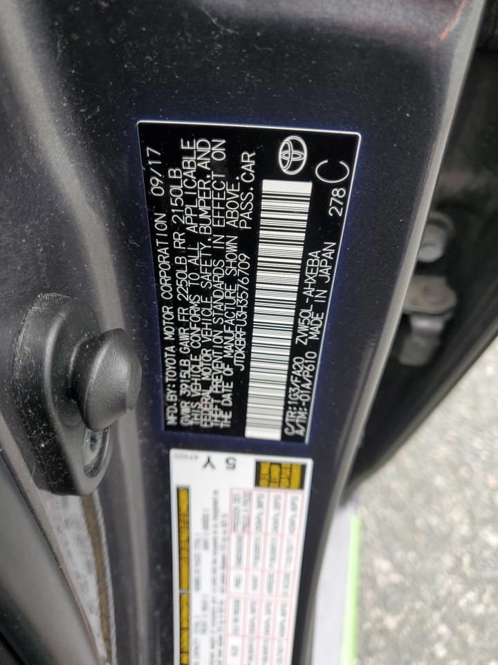 2017 Toyota Prius VIN: JTDKBRFU3H3576709 Lot: 57754575