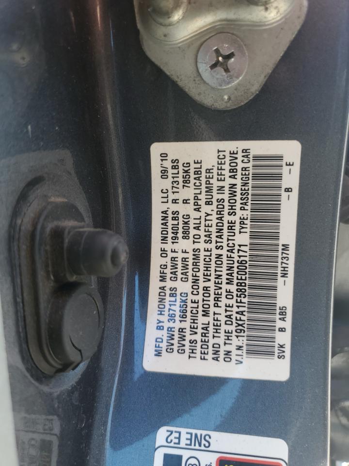 2011 Honda Civic Lx VIN: 19XFA1F58BE006171 Lot: 58779245