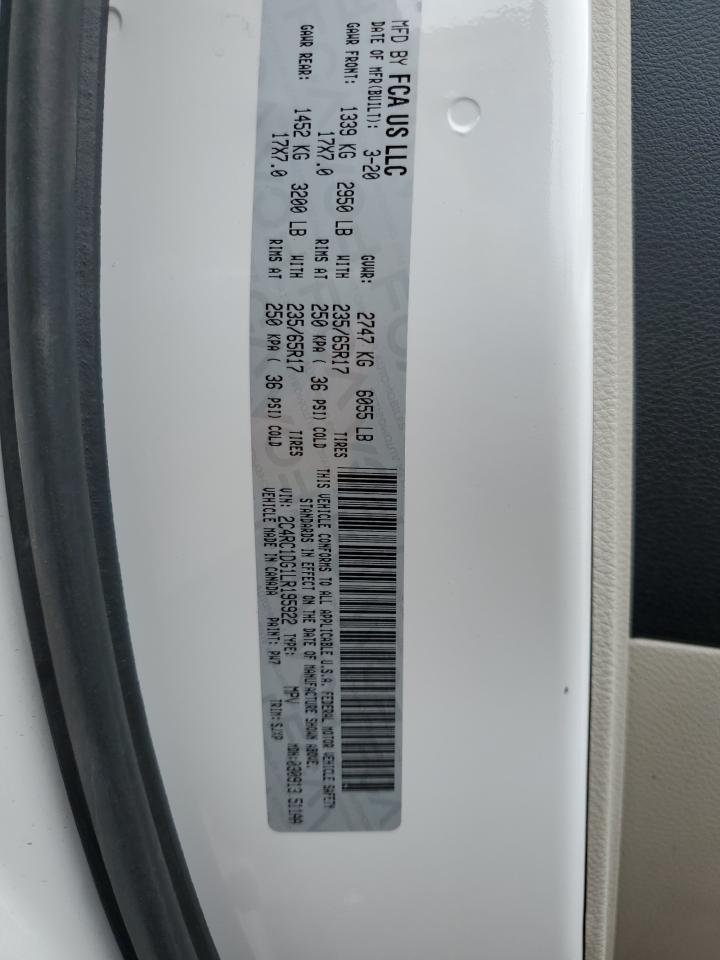2020 Chrysler Voyager Lxi VIN: 2C4RC1DG1LR195922 Lot: 58084805
