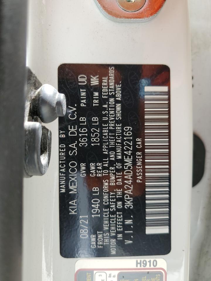 2021 Kia Rio Lx VIN: 3KPA24AD5ME422169 Lot: 57072075
