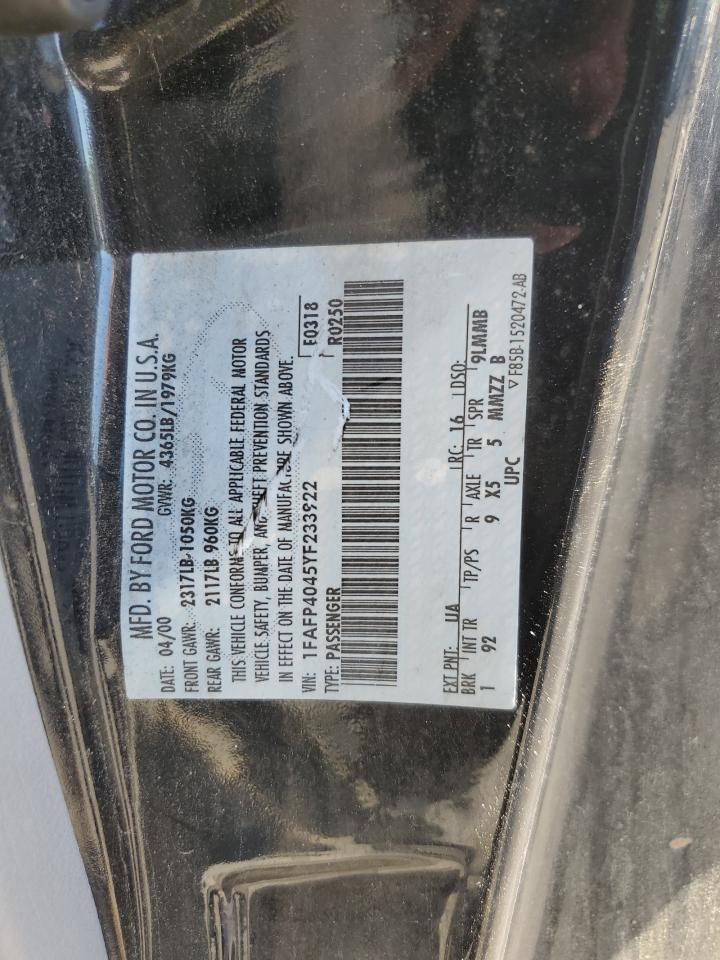 2000 Ford Mustang VIN: 1FAFP4045YF233922 Lot: 56036735