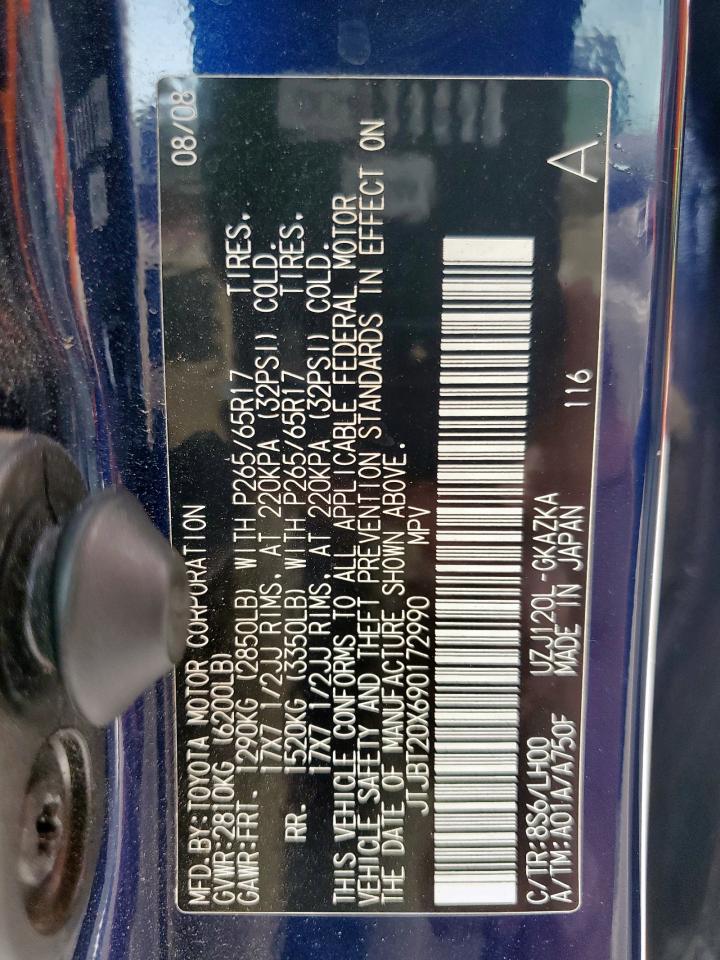 2009 Lexus Gx 470 VIN: JTJBT20X690172990 Lot: 57128355