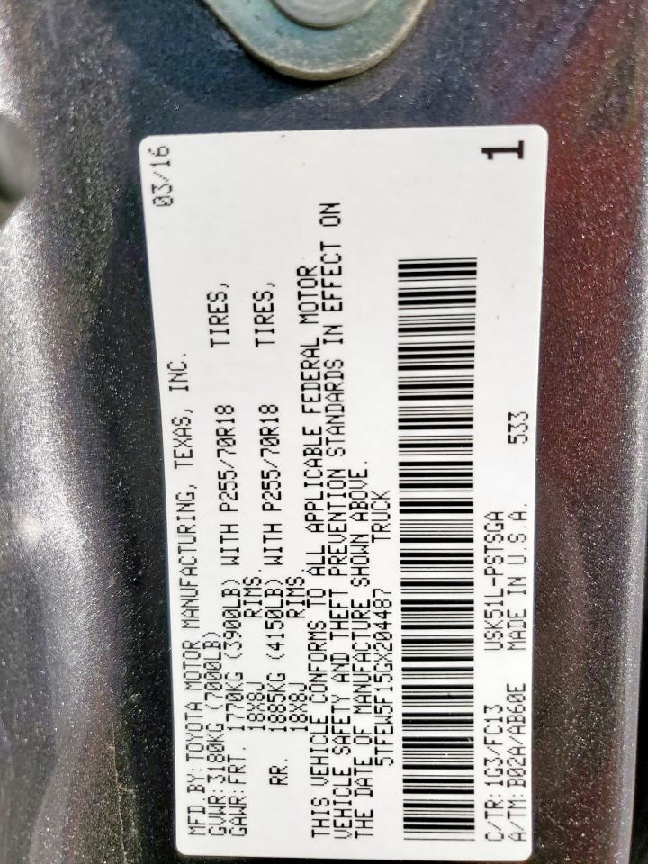 2016 Toyota Tundra Crewmax Sr5 VIN: 5TFEW5F15GX204487 Lot: 56489075