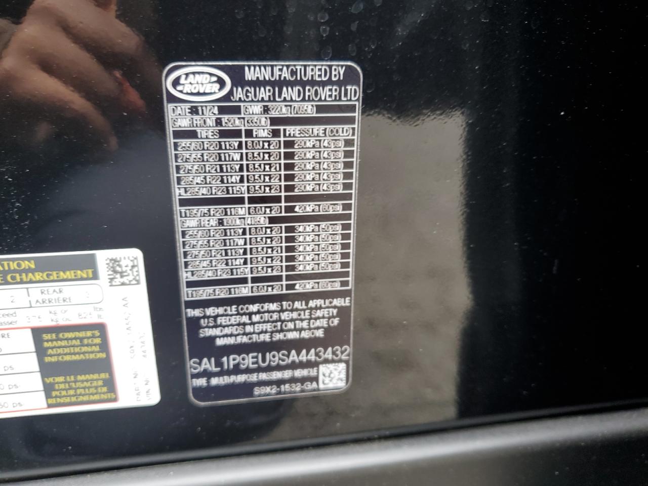 2025 Land Rover Range Rover Sport Se VIN: SAL1P9EU9SA443432 Lot: 57433495