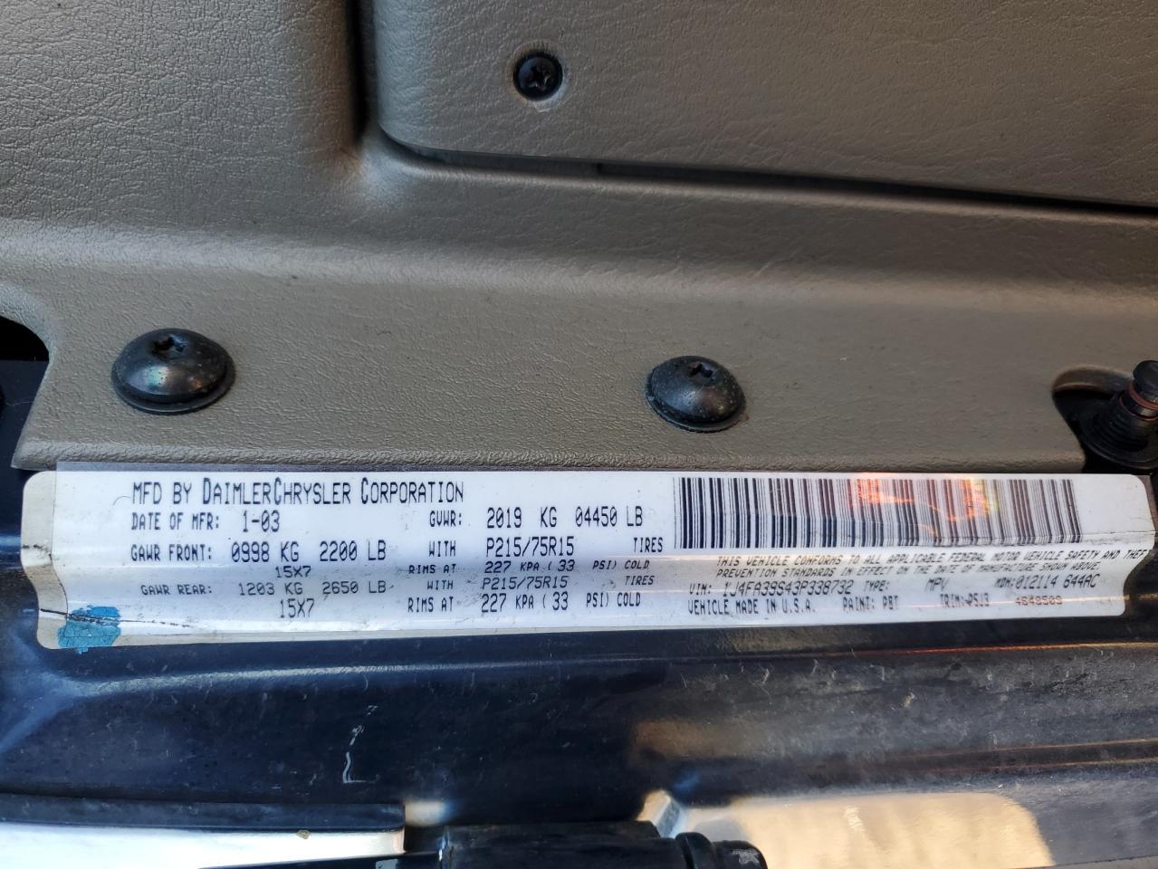 2003 Jeep Wrangler Commando VIN: 1J4FA39S43P338732 Lot: 56315495