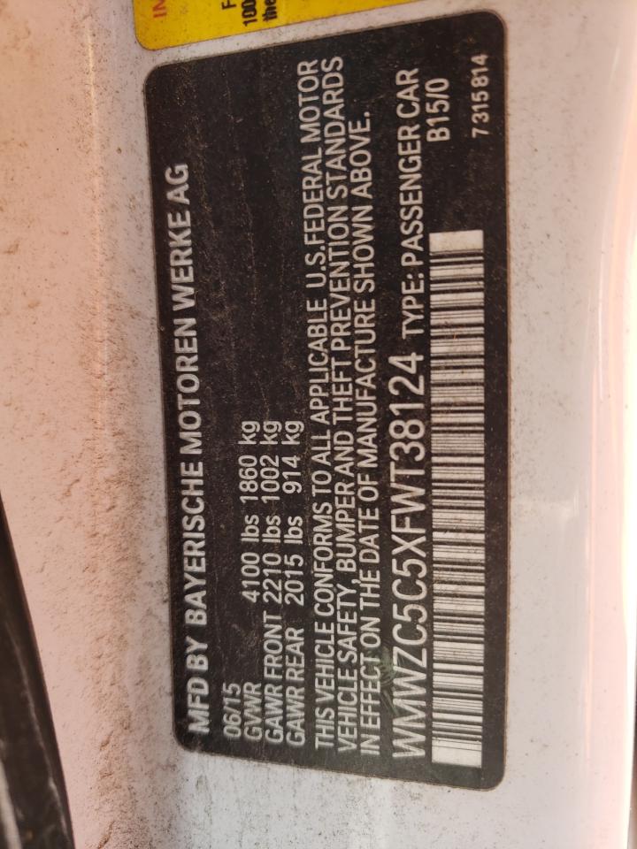 2015 Mini Cooper S Countryman VIN: WMWZC5C5XFWT38124 Lot: 58904875