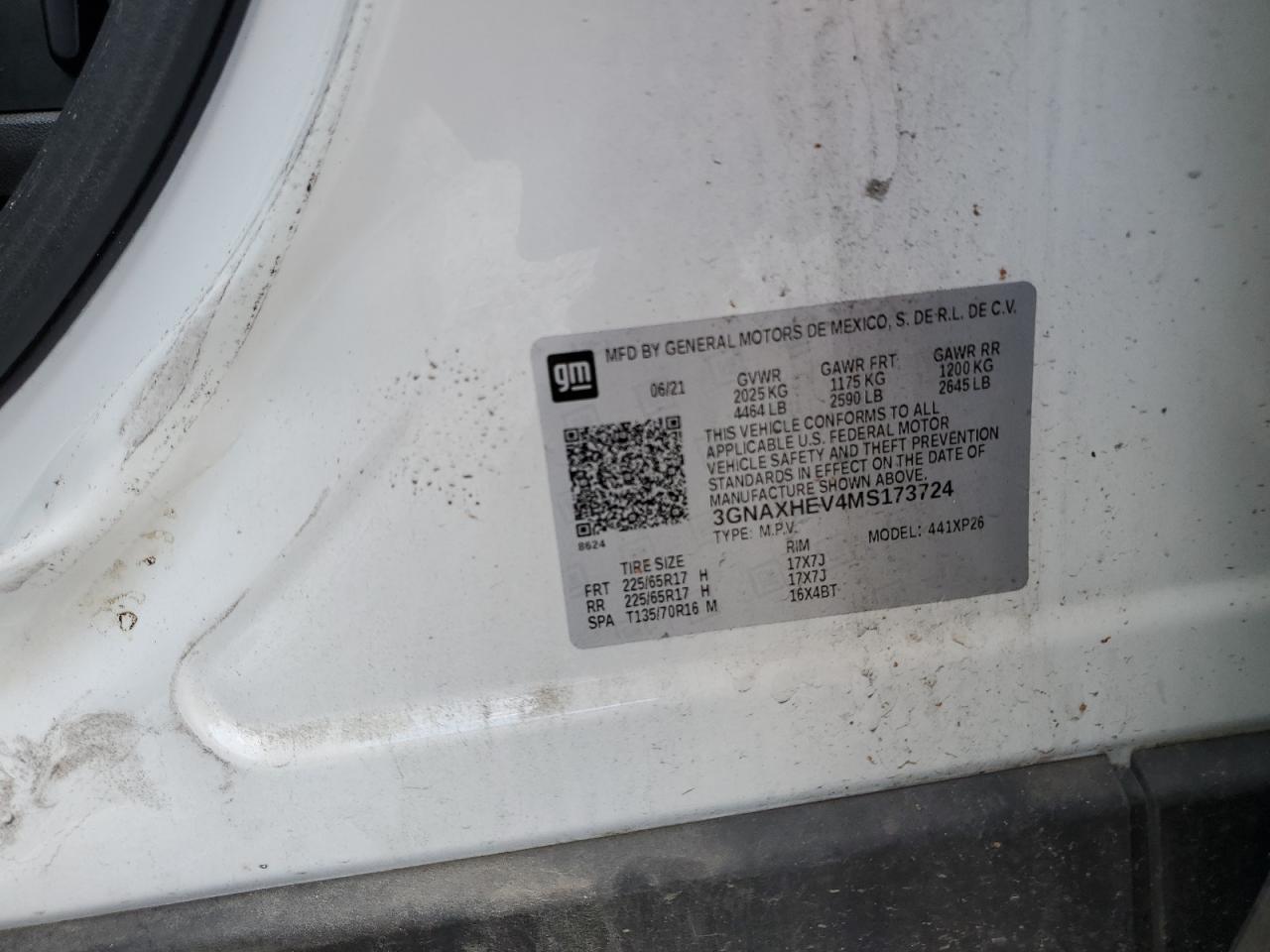2021 Chevrolet Equinox Ls VIN: 3GNAXHEV4MS173724 Lot: 57908645