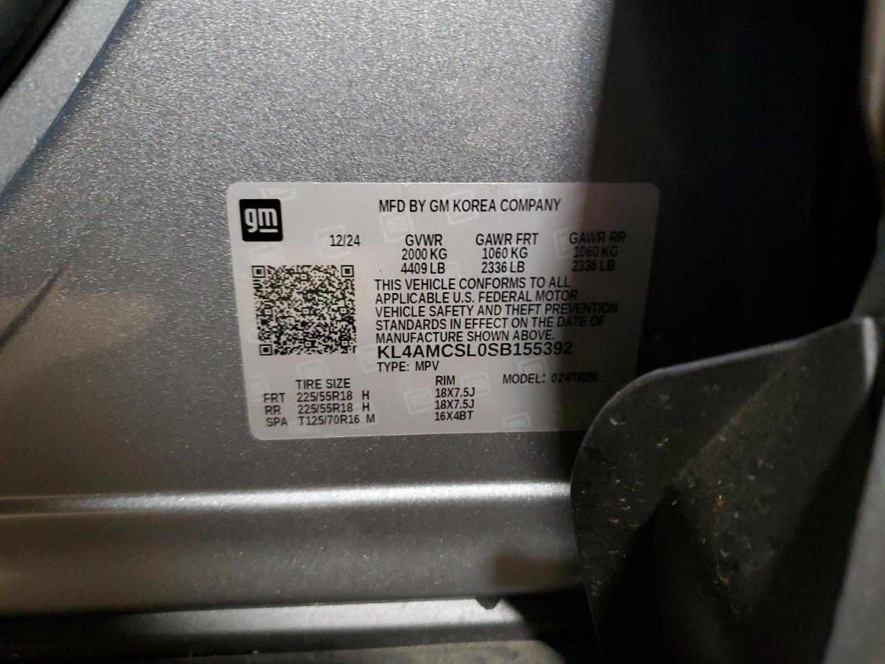 2025 Buick Encore Gx Preferred VIN: KL4AMCSL0SB155392 Lot: 56320395