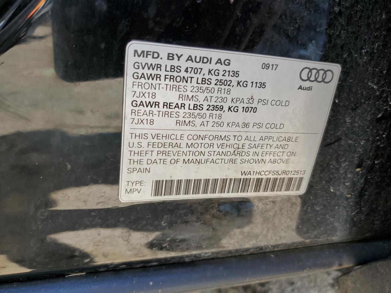 2018 Audi Q3 Premium Plus VIN: WA1HCCFS5JR012513 Lot: 56908385