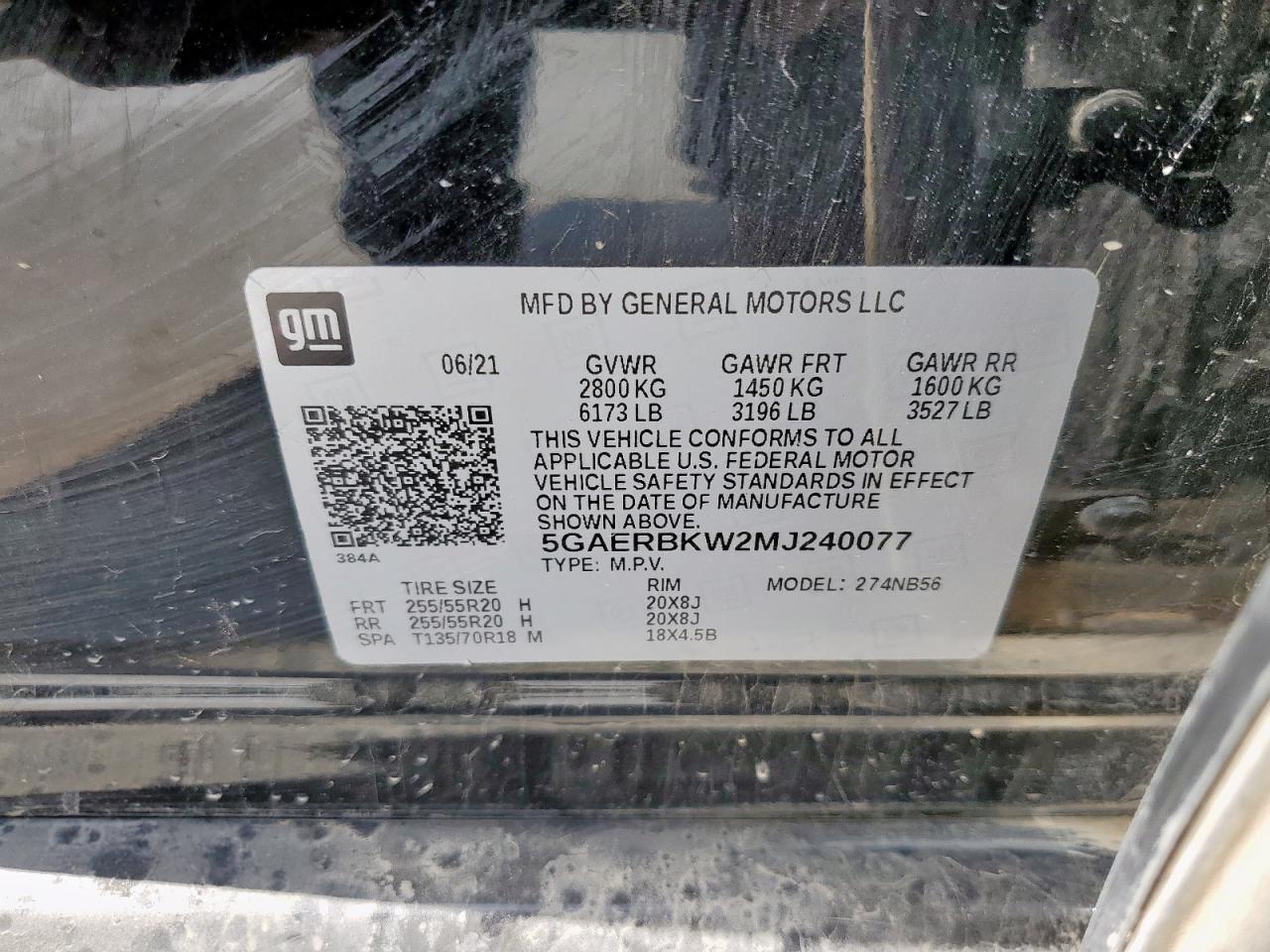 2021 Buick Enclave Essence VIN: 5GAERBKW2MJ240077 Lot: 58724665