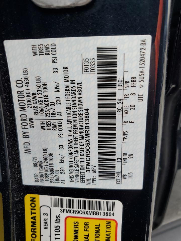 2021 Ford Bronco Sport Outer Banks VIN: 3FMCR9C6XMRB13804 Lot: 55458615