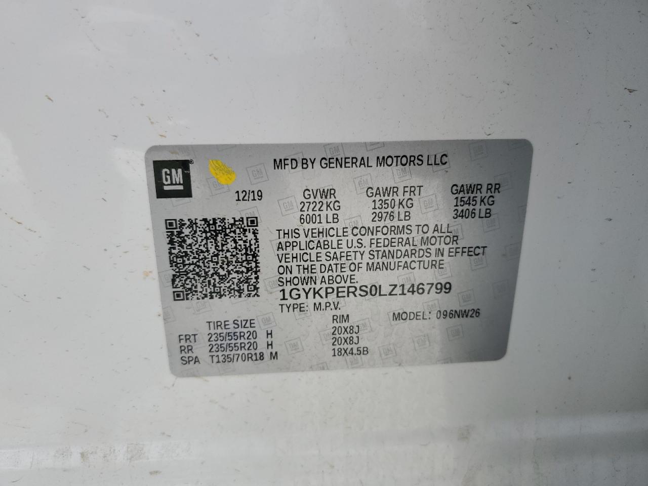 2020 Cadillac Xt6 Platinum Premium Luxury VIN: 1GYKPERS0LZ146799 Lot: 58169805