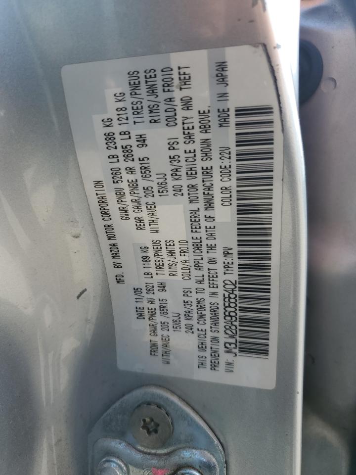 2006 Mazda Mpv Wagon VIN: JM3LW28A960565402 Lot: 55481735