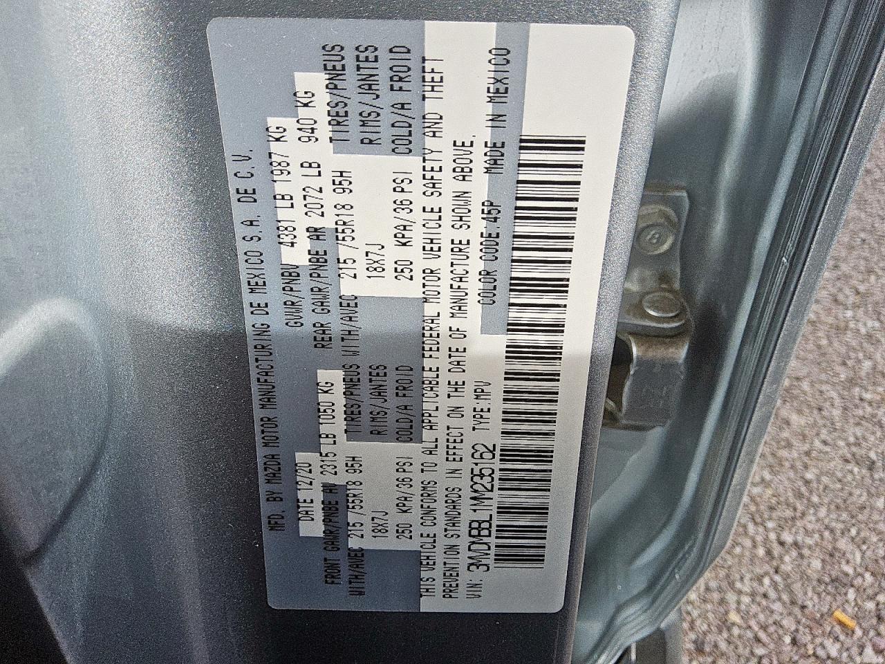 2021 Mazda Cx-30 Select VIN: 3MVDMBBL1MM235162 Lot: 56022545