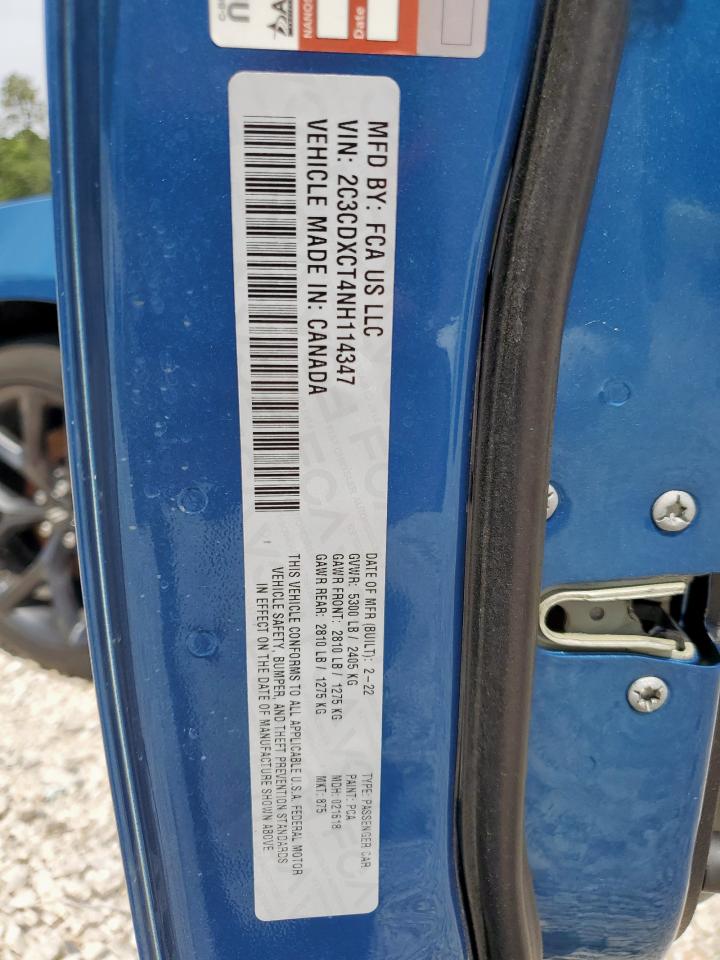 2022 Dodge Charger R/T VIN: 2C3CDXCT4NH114347 Lot: 56921165