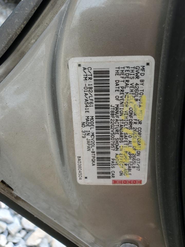1997 Lexus Es 300 VIN: JT8BF22G2V5007957 Lot: 55755915