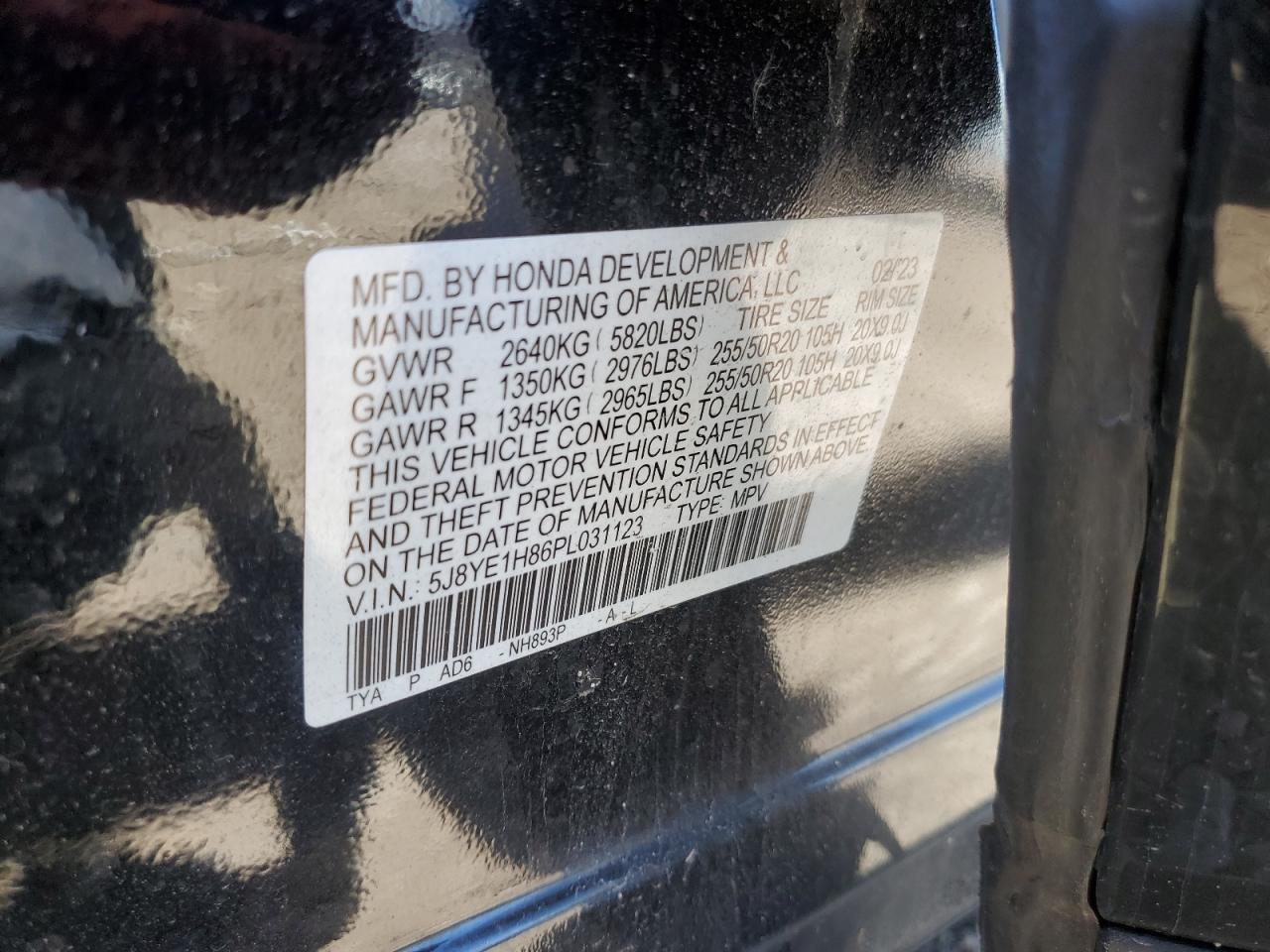 2023 Acura Mdx Advance VIN: 5J8YE1H86PL031123 Lot: 56765845